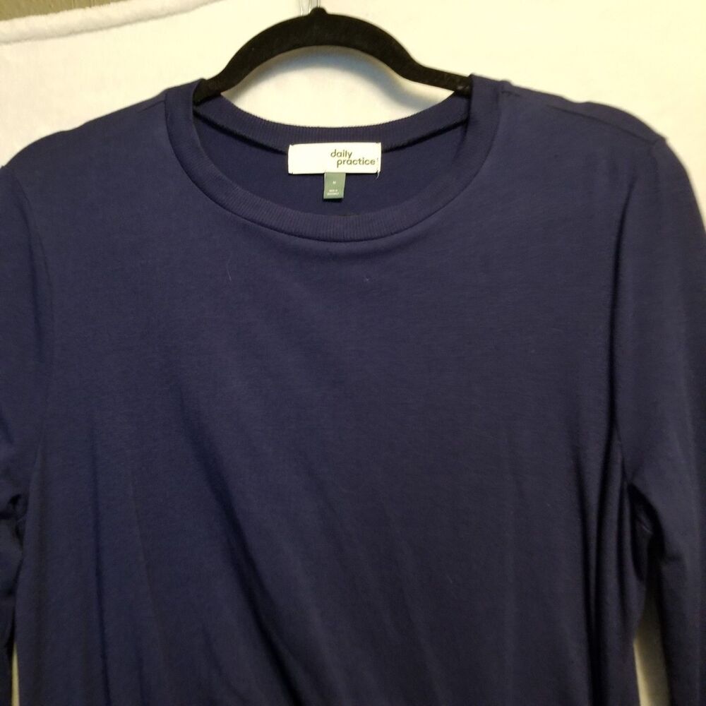 Anthropologie Daily Practice M Dress Midi Tie Breaker Long-Sleeve Navy Blue - Picture 4 of 9